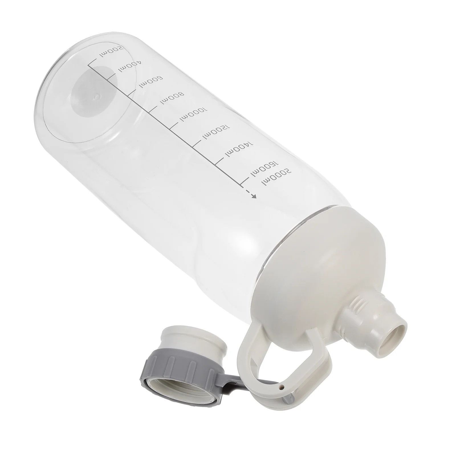1 قطعة زجاجة مياه رياضية خارجية 2000 مللي سعة كبيرة إبريق اللياقة البدنية المحمولة مع مقياس القياس للشرب في صالة الألعاب الرياضية المدرسية #1
