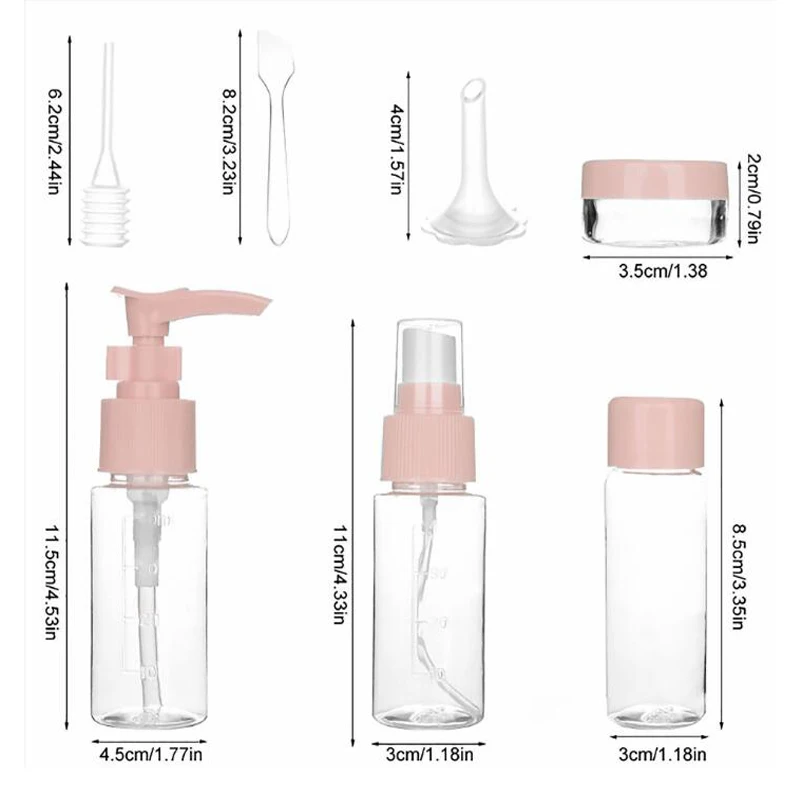 7/11pcs Travel Refillable Bottle Kit Portable PP Plastic Essence Shampoo Lotion Body Wash Container Portable on Airplane Compact