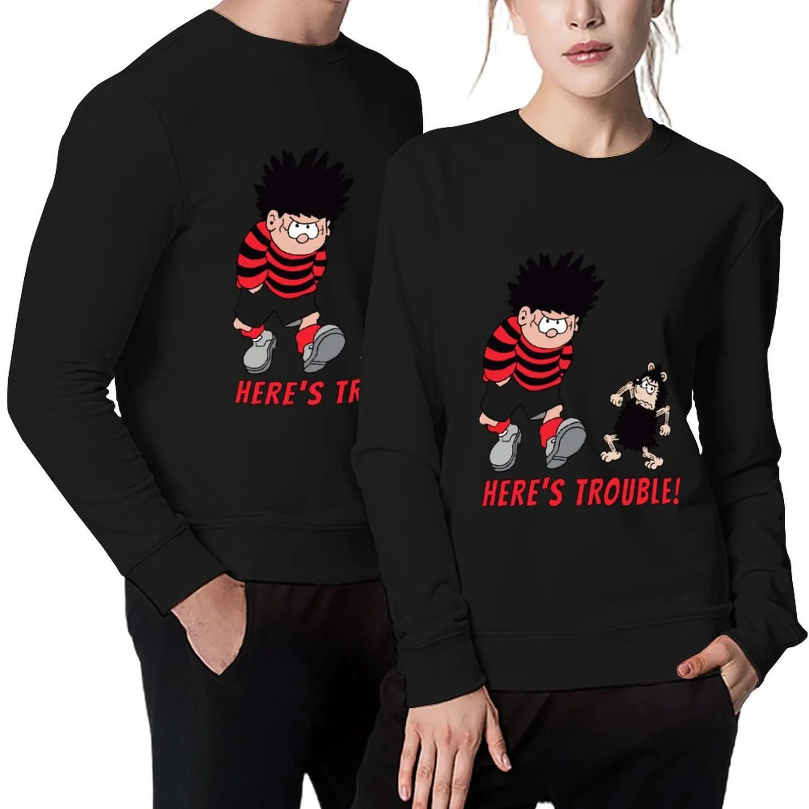 

Here's Trouble with Dennis The Menace Pullover japanese style men clothing male clothes sweatshirt for men