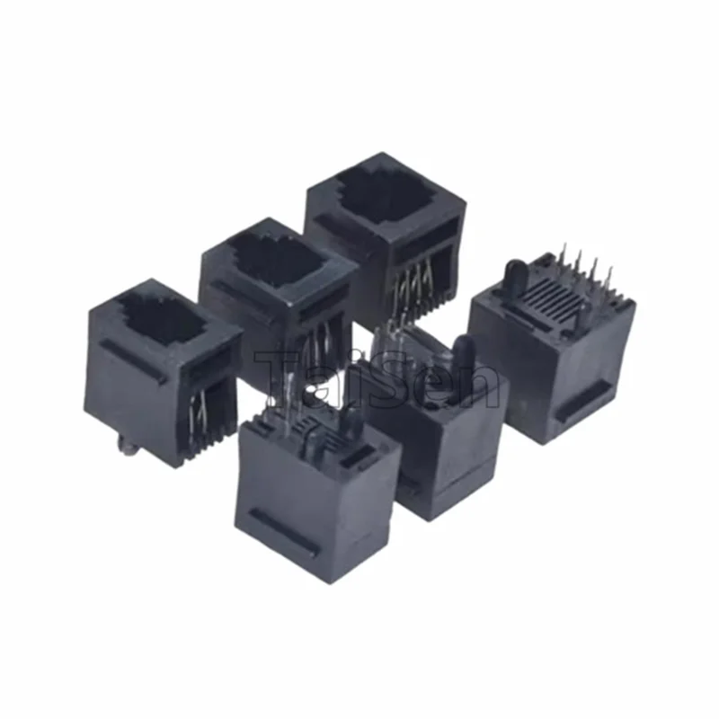 10PCS RJ11 Vertical Telephone Socket 180 Degree 95001 Crystal Head Female Jack Black 52-4P4C 52-6P6C 52-8P8C
