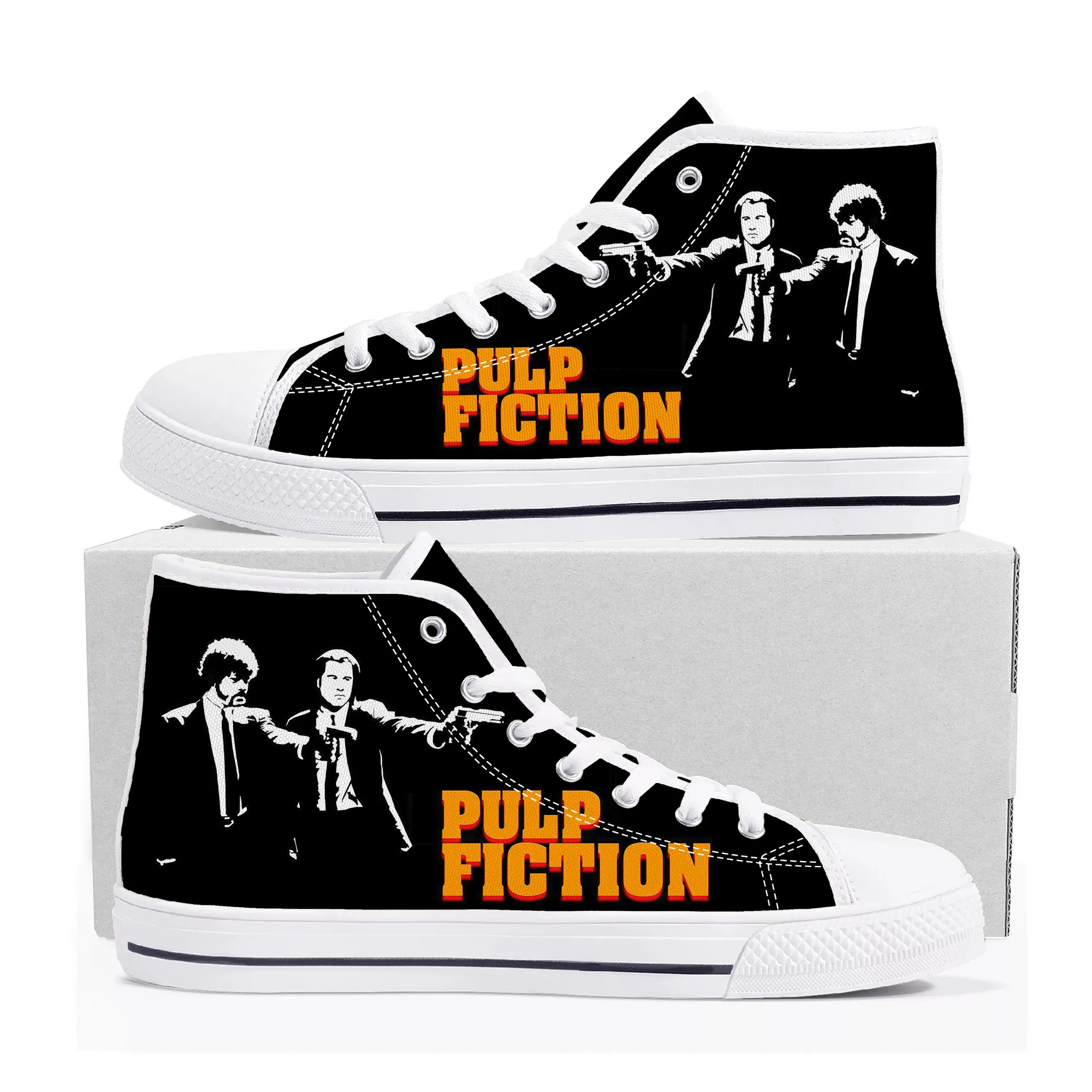 Pulp Fiction-Zapatillas altas de lona para hombre y mujer, zapatos informales hechos a medida, calzado personalizado, de alta calidad