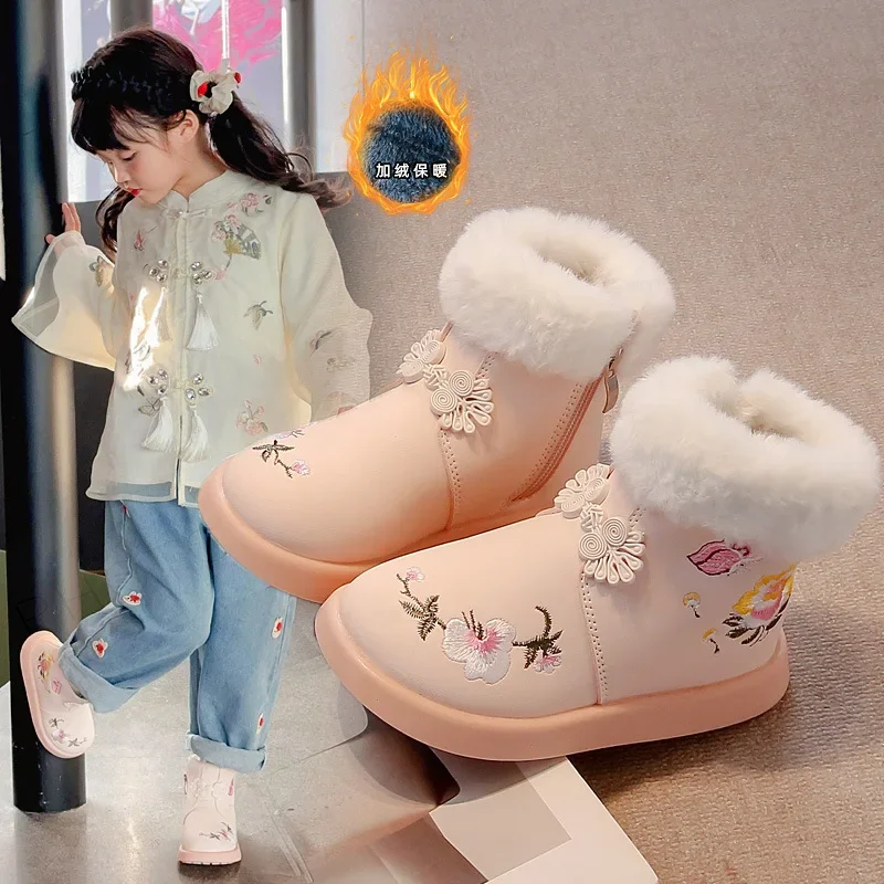 الفتاة حذاء بوت بطول الكاحل السببية تنوعا طفل الأميرة السراويل واحدة الأحذية الحلو موضة التطريز الأطفال ربيع الخريف الأحذية الجلدية