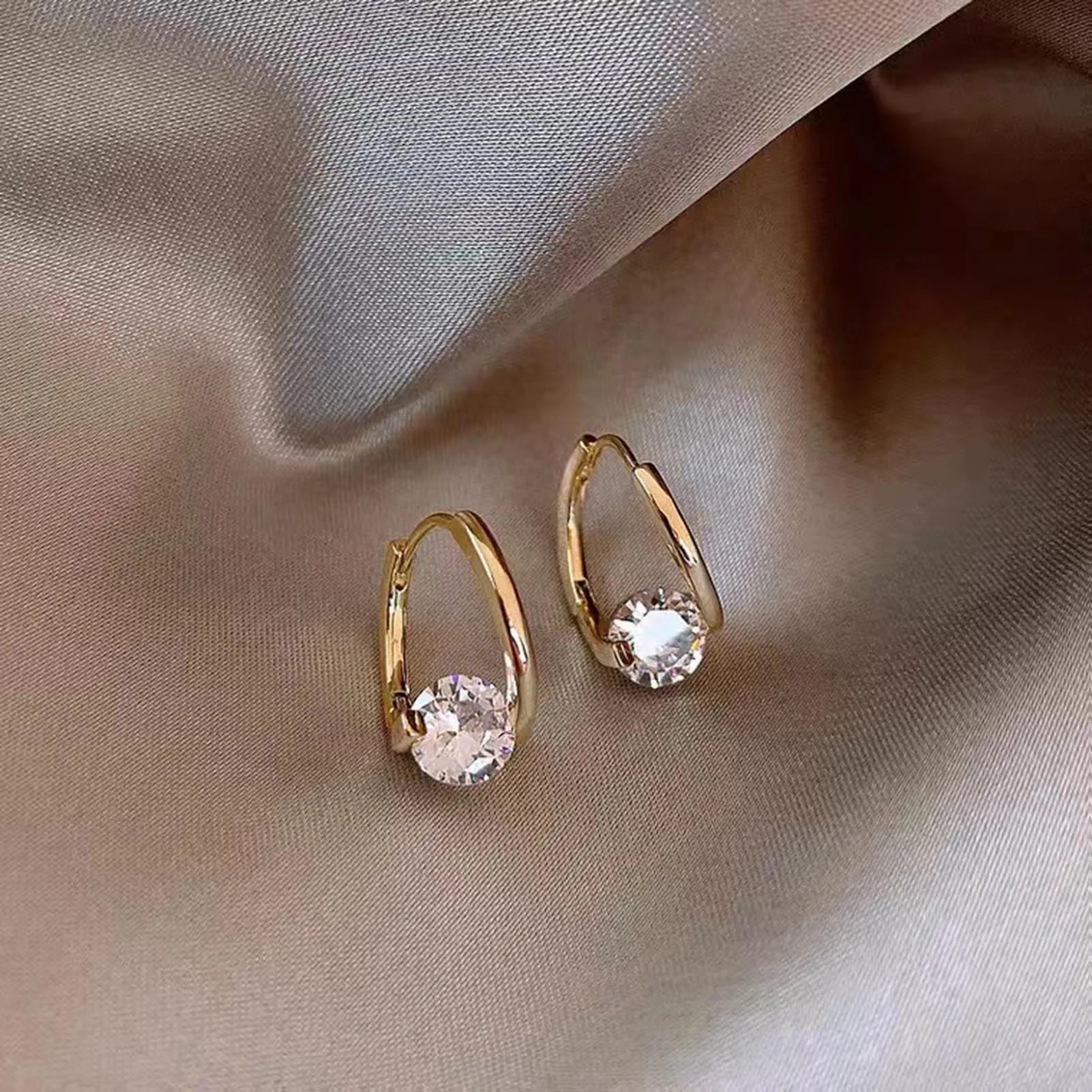 Geometry with Zircon Earrings Studs Alloy Shining Dress Up Earrings for Birthday Stage Party Show Balls