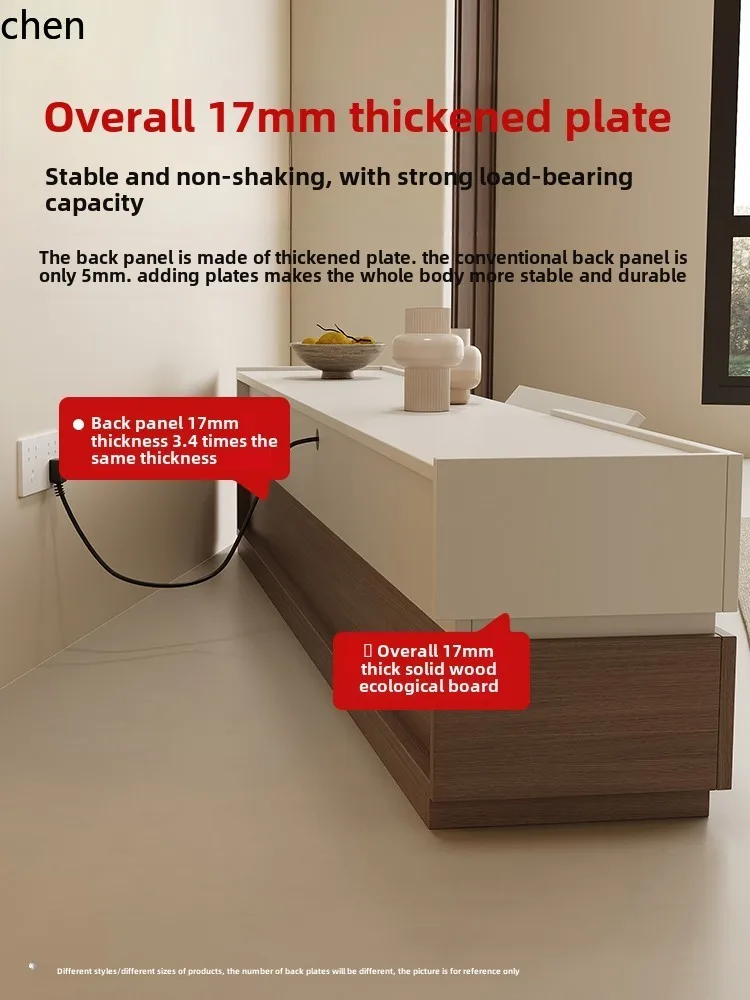 ZMLsolid wood floor-to-ceiling TV cabinet, living room small apartment combination coffee table storage locker