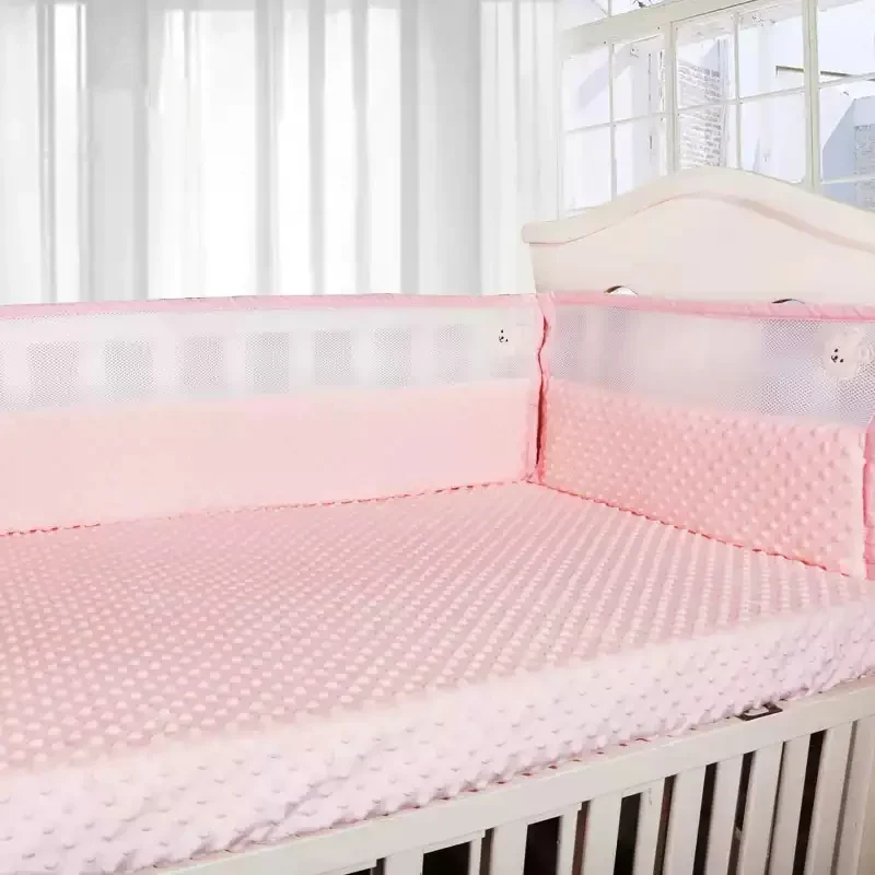 シンプルな無地新生児用ベッドバンパー、夏用通気性ベビーベッドバンパー、子供用連結式-​-​-ベッドデコレーション-ベッドバンパー