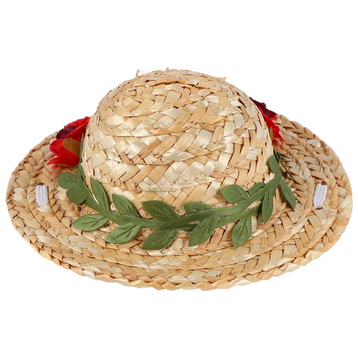 

1Pcs Straw Woven Flower Hat for Pet Cat Dog Rabbit Soft Comfortable Adjustable Harness Friendly Decorative Outdoor Wear