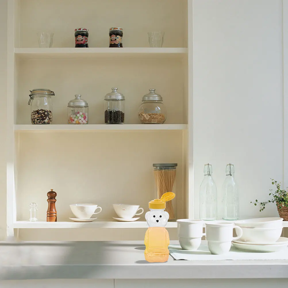 

8pcs Bear Shaped Honey Jars Clear Juice Milk Drink Bottle Airtight Leak Proof Storage Containers for Parties Gifts