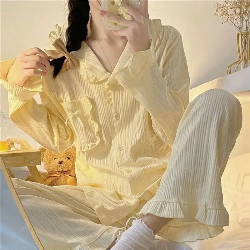 Fashion Homewear Pajama Set Microfiber Sleepwear Trousers Sets Heat Pajamas Sleeping Warm Winter Nightwear Pyjama Femme Ensemble