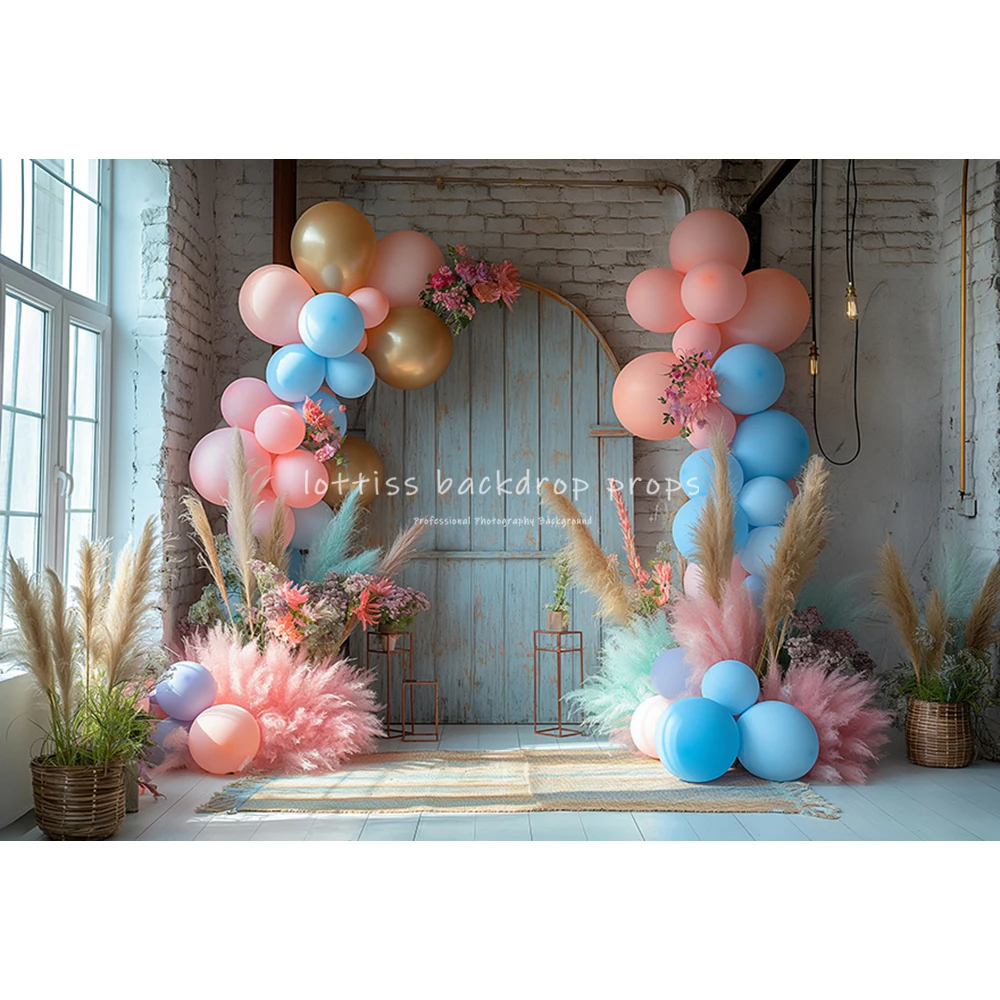 Floral Boho Style Backdrops Wooden Door Garden Kids Adult Photography Child Baby Photocall Windows Flower Spring Backgrouds