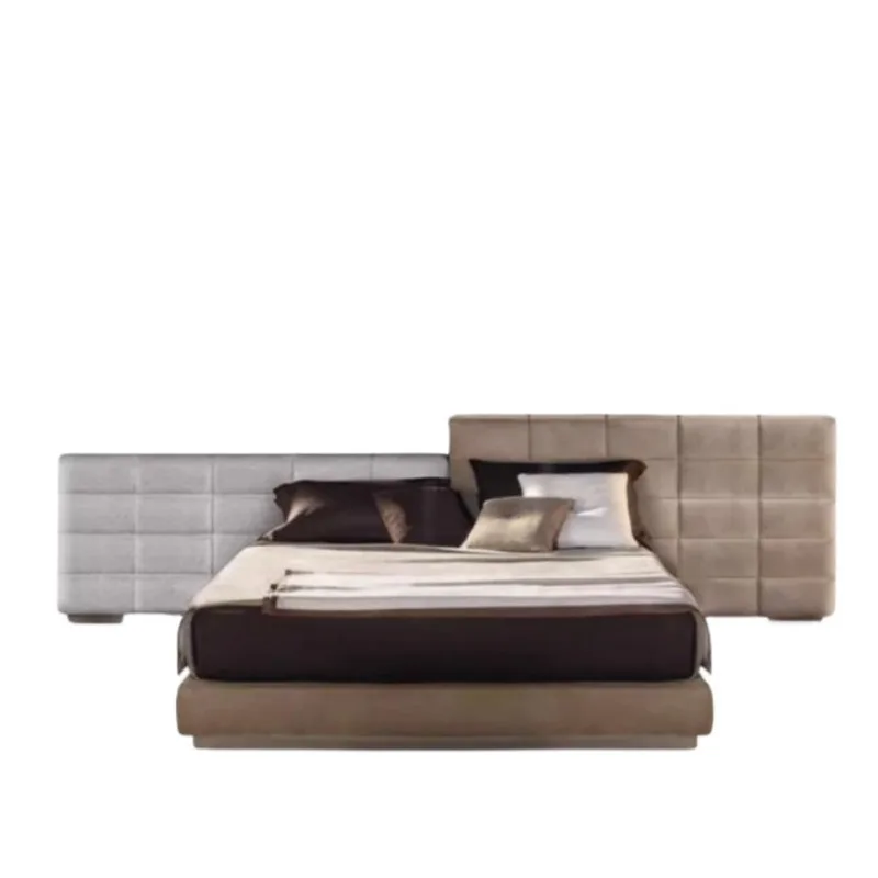 

Frosted cloth double bed designer queen bed villa large flat master bedroom widescreen wedding bed