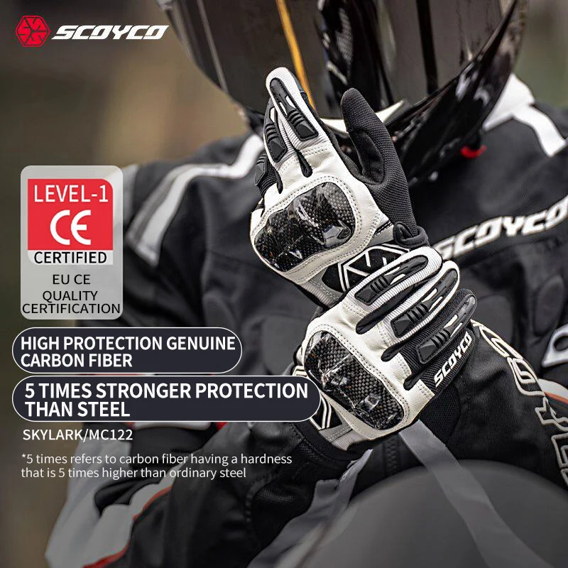 Scoyco Motorcycle Gloves Men Women Summer Mesh Breathable Motorbike Rider Gloves Carbon Fiber Shell Anti-fall Motocross Guantes