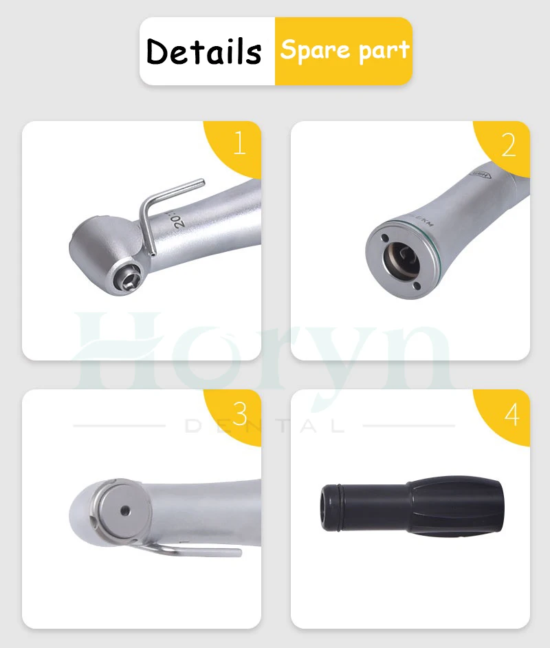 ไมโครมอเตอร์ไร้แปรงถ่านความเร็วต่ํา 20-1 ไฟเบอร์ออปติก LED Contra Angle Handpiece