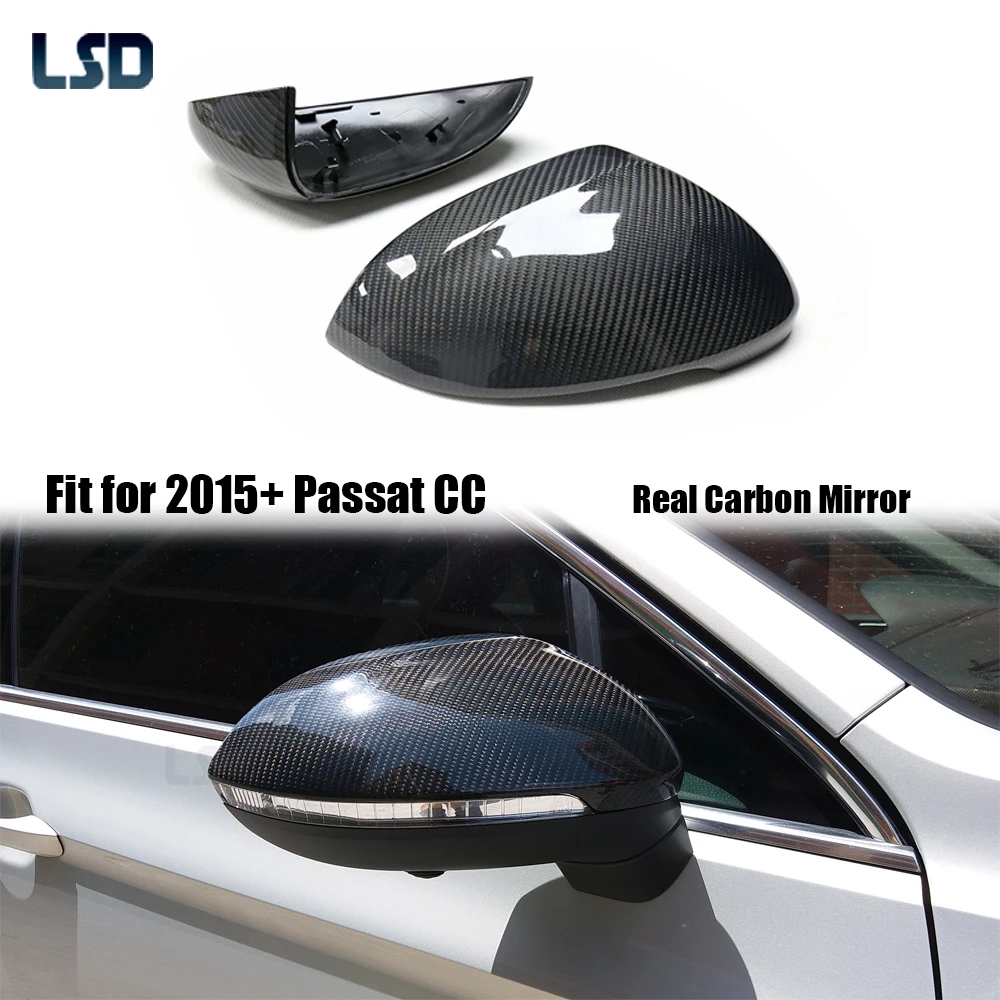 

For Volkswagen VW 2015+ CC Passat B8 Real Carbon Fiber Side Rearview Mirror Cover Replacement GTI Lane assist R-Line Touring