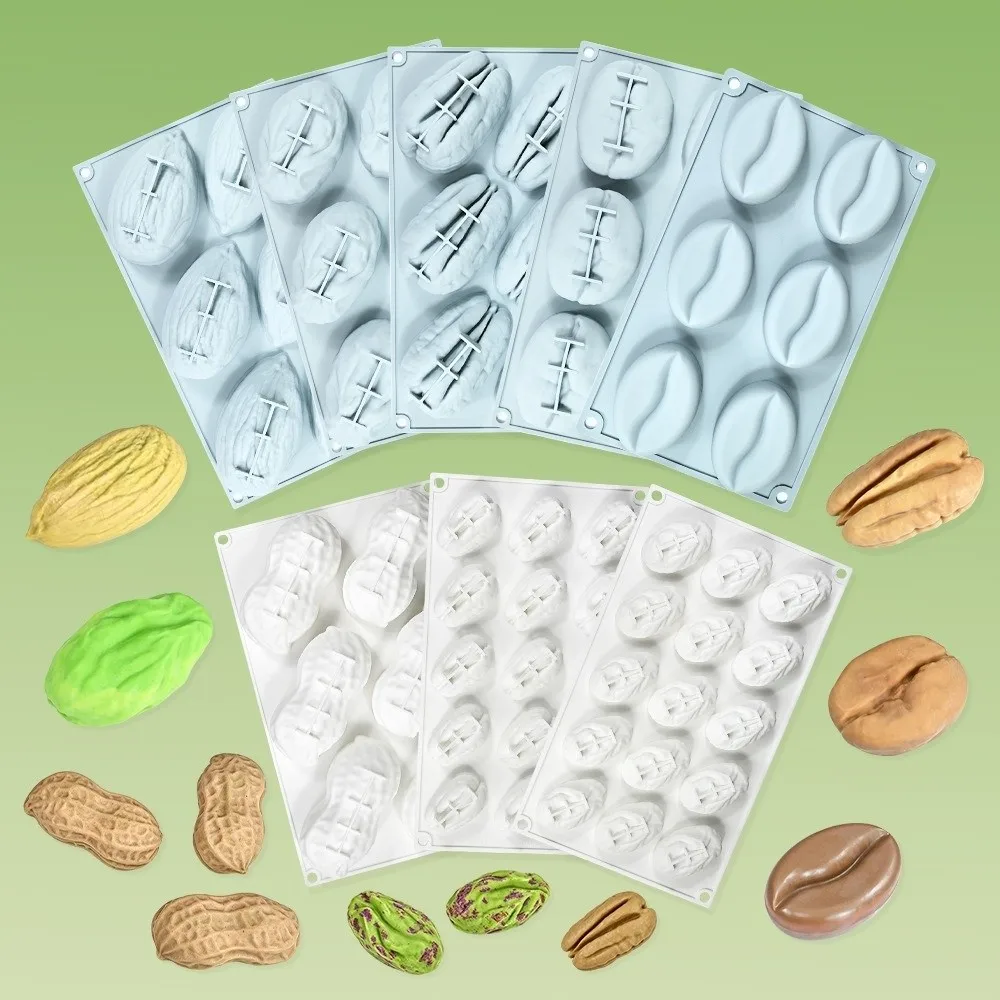 New 15-cavity Mousse Cake Mold Silicone Easy Release Chocolate Mold Pistachio Pecan Shape Non Stick Cake Making Tool Party Use