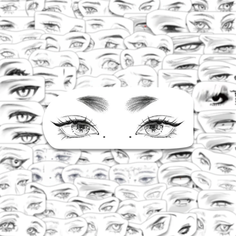 76PCS Sketching Style Painting Eye Art Sticker Personalized Creativity Eye Material DIY Cup Book Scrapbook Gift Collected Decal