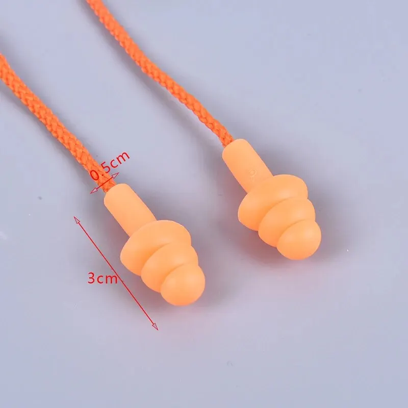 1 Pc Silicone Ear Plugs Sleep Earplugs Noise Reduction Swimming Earplugs With Rope For Diving Underwater Ear Plugs