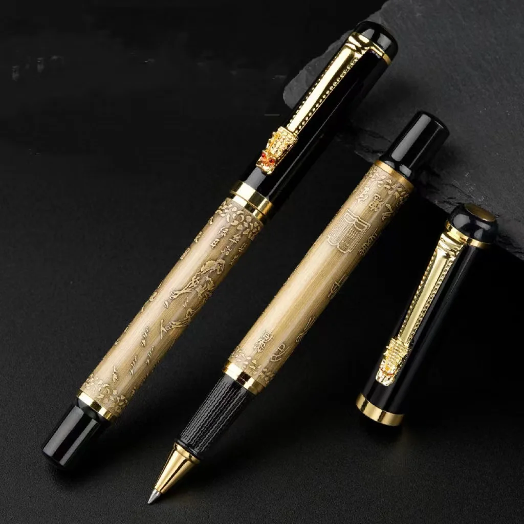 High-grade pen bronze metal dragon clip practice word office business quick drying teacher retro calligraphy pen