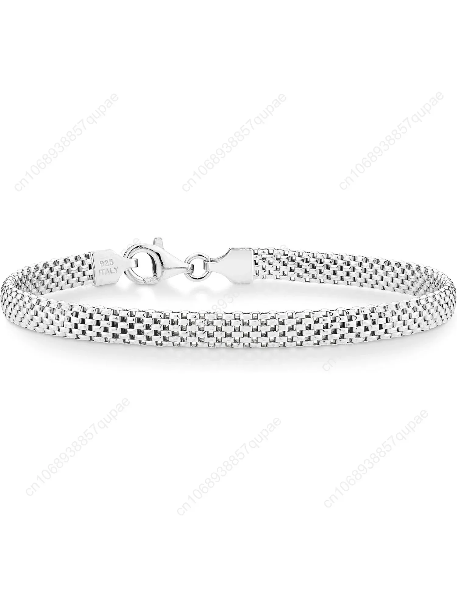 

Miabella 925 Sterling Silver Italian 5mm Mesh Link Chain Bracelet for Women, Made in Italy