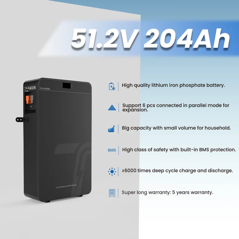 51.2v Solar Power Energy Storage System with Power Wall Lithium Ion Batteries 100ah 200ah 300ah Lifepo4 Battery Pack