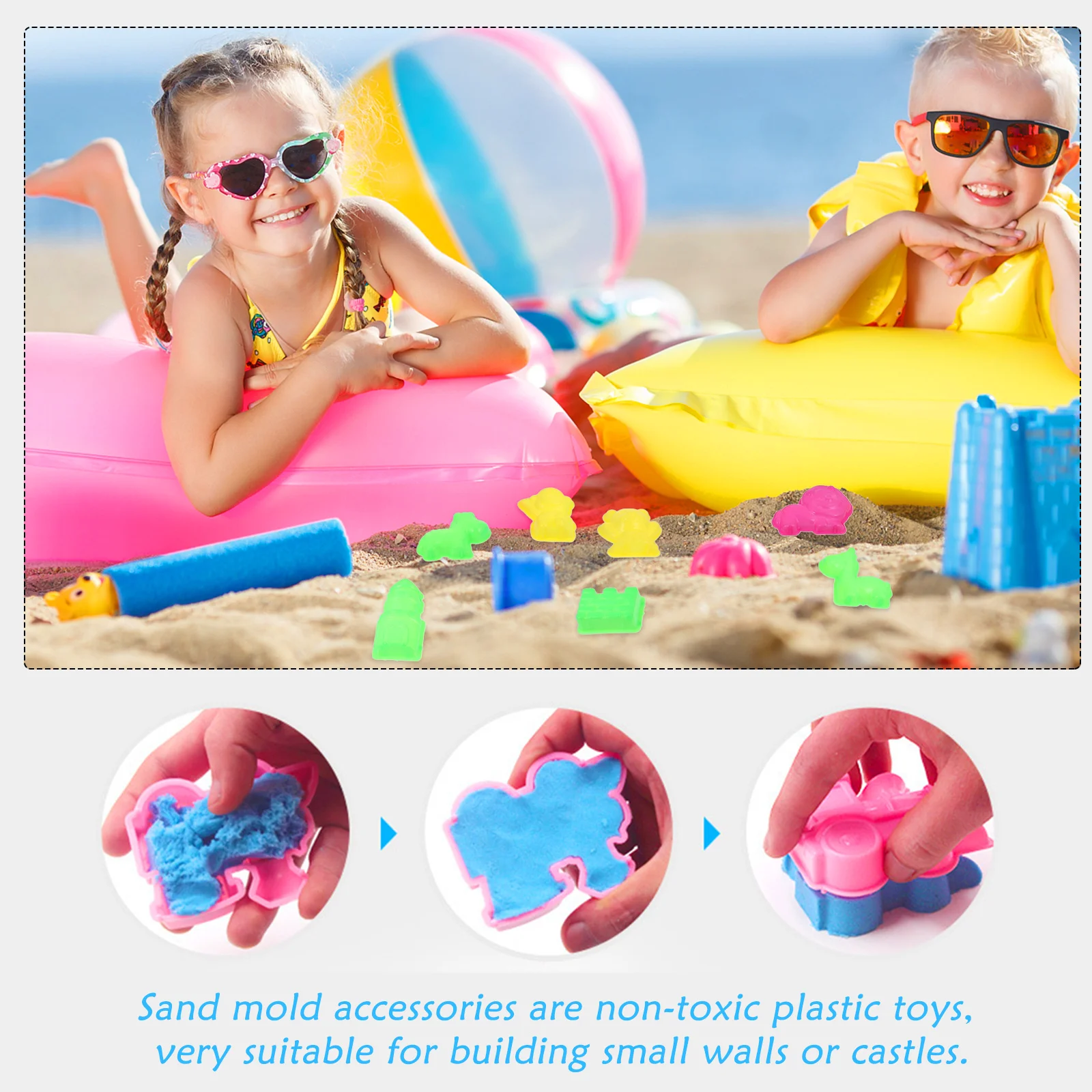 30 Pcs Sand Mold Toys Portable Kids Educational Molds Bright Color Child Fun Beach Playing Set Plastic Tools Kit