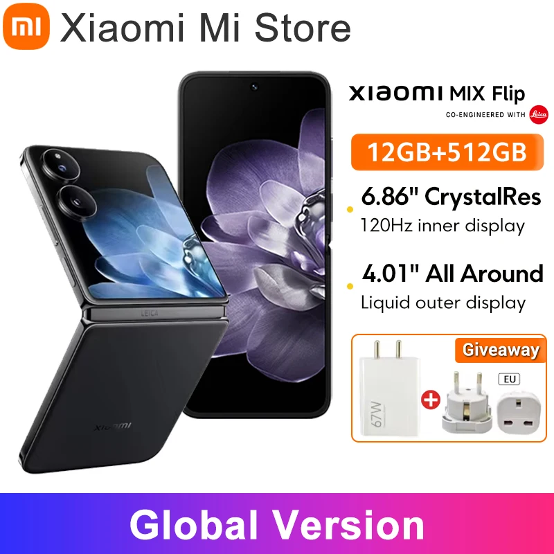 Global Version Xiaomi MIX Flip Foldable Snapdragon 8 Gen 3 67 W Hyper Charger 12GB 512GB Leica 50MP Camera 6.86