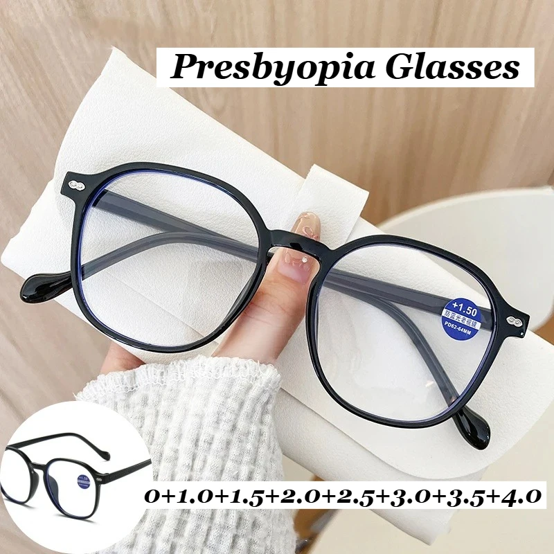 

Men Women New Fashion Large Frame Reading Glasses Ultralight Retro Blue Light Blocking Presbyopia Glasses Fashion Glasses