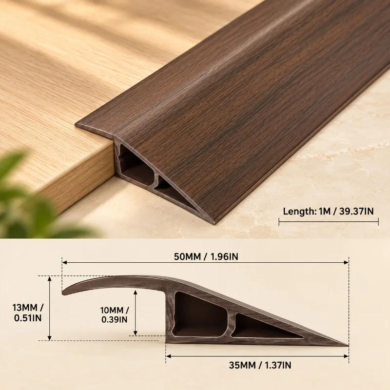 1PC 1M/39.37in PVC Self Adhesive Wood Grain Furniture Border Trim Strip Bendable Decorative Molding for Cabinet Table