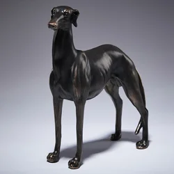 Statuetka psa Greyhound, figurka buldoga francuskiego, antyczne miedziane rękodzieło zwierzęce ozdoby na biurko dekoracja biura w salonie