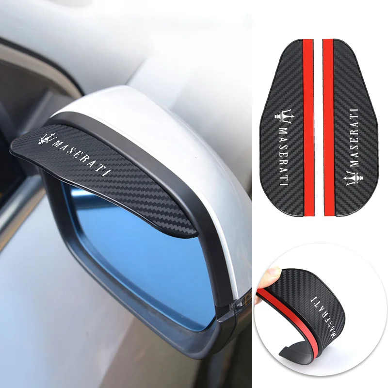 2Pcs Car Rearview Mirror Rain Eyebrow Carbon Fiber For Maserati Granturismo mc20 Quattroporte Levante Coupe GTS Spyder Accessory