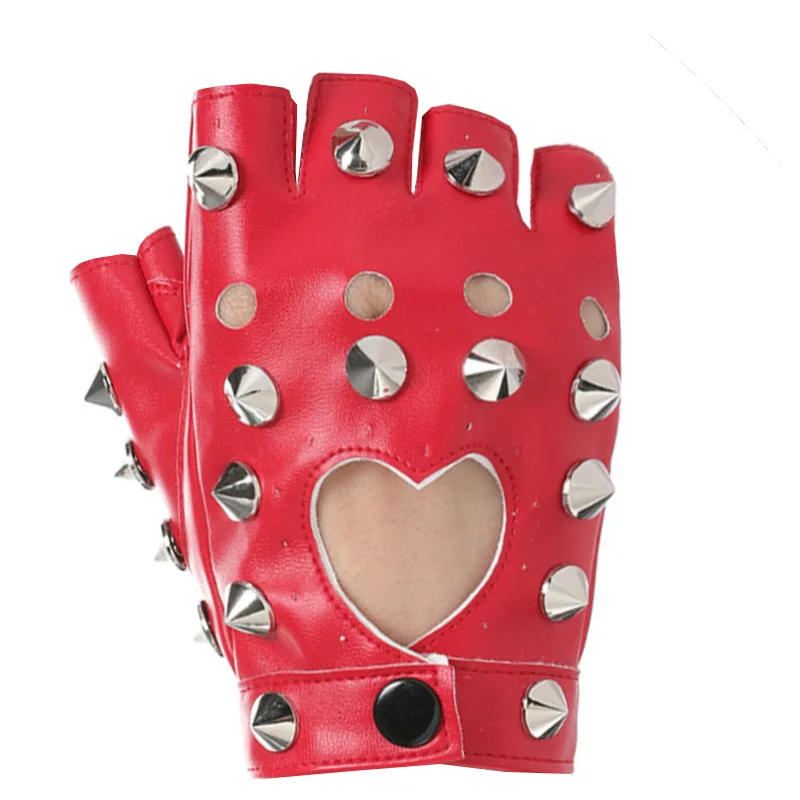 Pack De 1 Par De Guantes De Medio Dedo Con Destellos Y 2 Pulseras Punk Con Remaches – Accesorios De Moda Urbana Para Actuaciones De Hip-Hop, Break Dance Y Estilo Callejero En Color Negro Y Talla Única