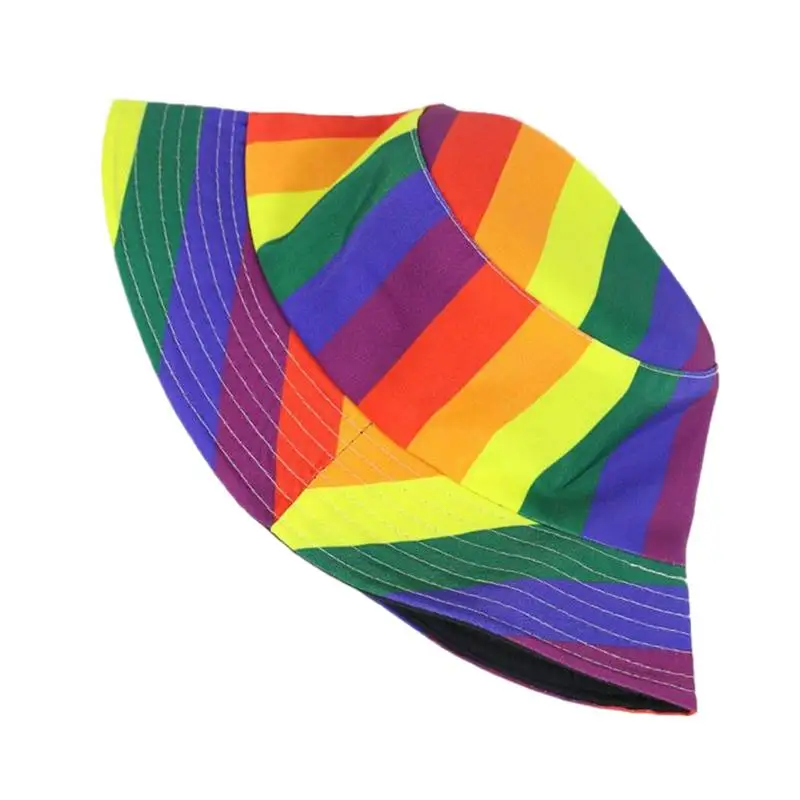 Rainbow Bucket Hat Rainbow Unisex Sun Hat Unisex Sun Protection Hat Packable Beach Gear Fine Stitching Hat Vibrant Bucket For