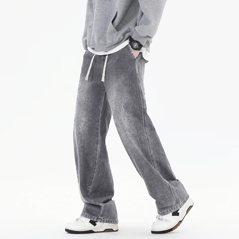 Spring Autumn New Streetwear Loose Jeans Men Korean Style Fashion Loose Straight Wide Leg Pants Men's Brand Clothing S-3XL