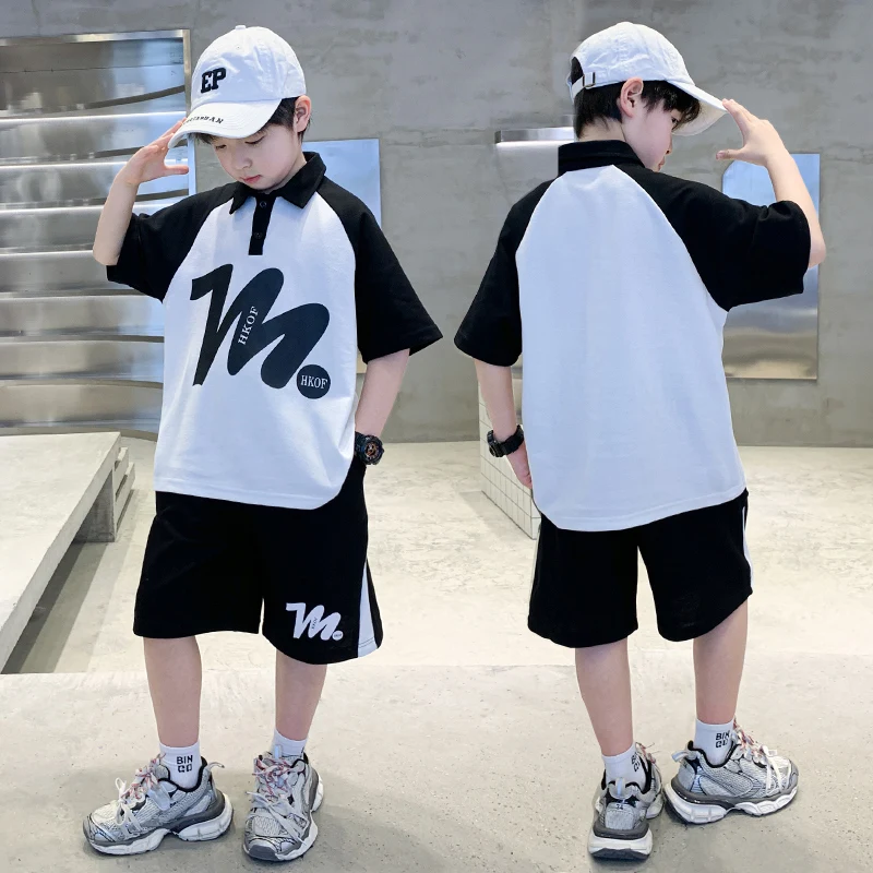 New Summer Kids Luxury Clothing Shorts And Polo Sets for Boys Casual Summer Suit Children Casual Cotton Clothes Set Outfit 5-14T