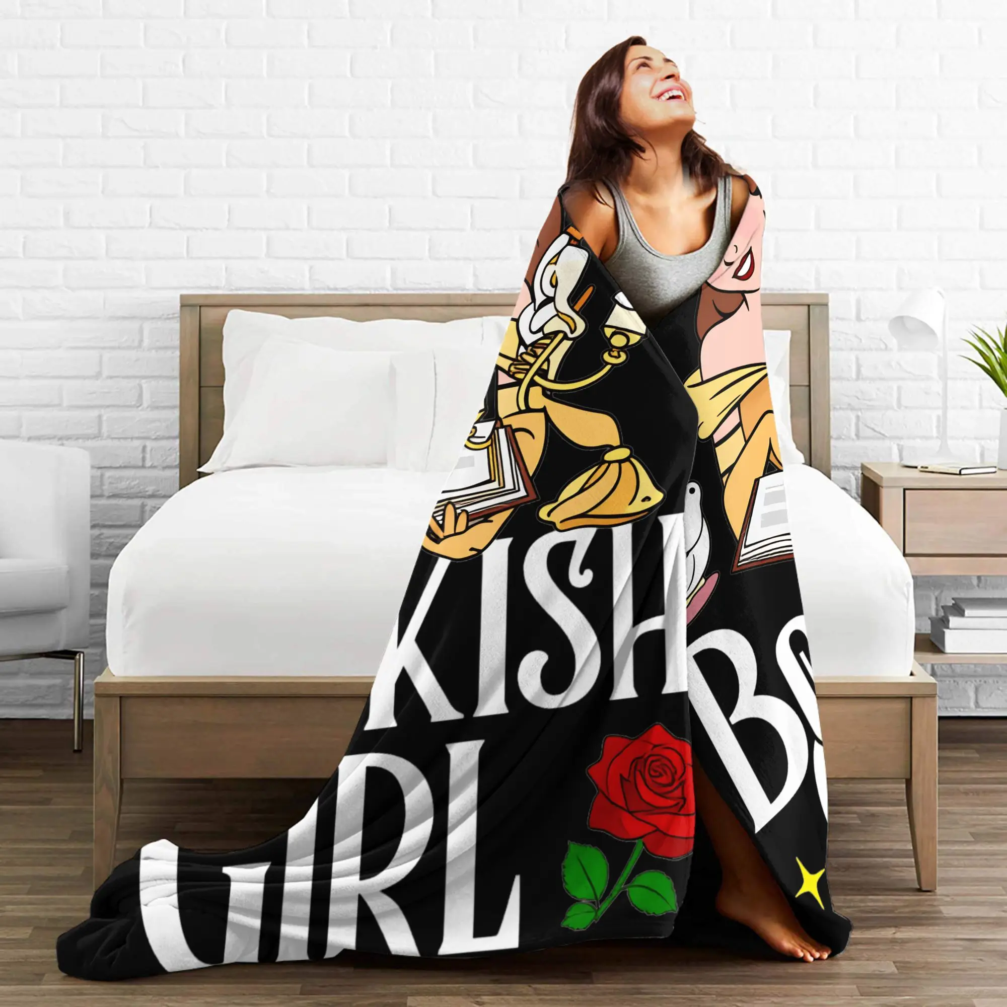 الجمال والوحش بطانية ناعمة للأطفال الكبار أفخم رمي بطانية الرسم الأريكة السرير الفانيلا المفرش أريكة غطاء سرير #4