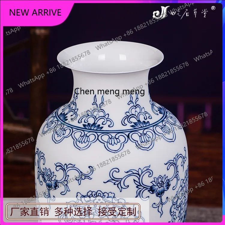 C88 Botella de melón de invierno de ocho tesoros pintada a mano, jarrón pequeño de cerámica Jingdezhen, porcelana azul y blanca, venta directa de fábrica