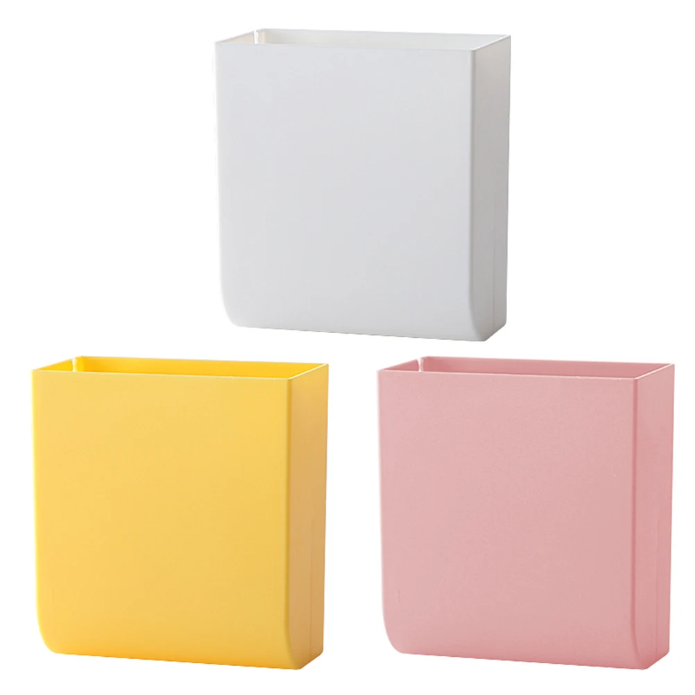 

3pcs Wall Mounted Storage Box Punch Free Container Plastic ganizer for Smartphone Accessories Snacks Toys Pens Toothbrush