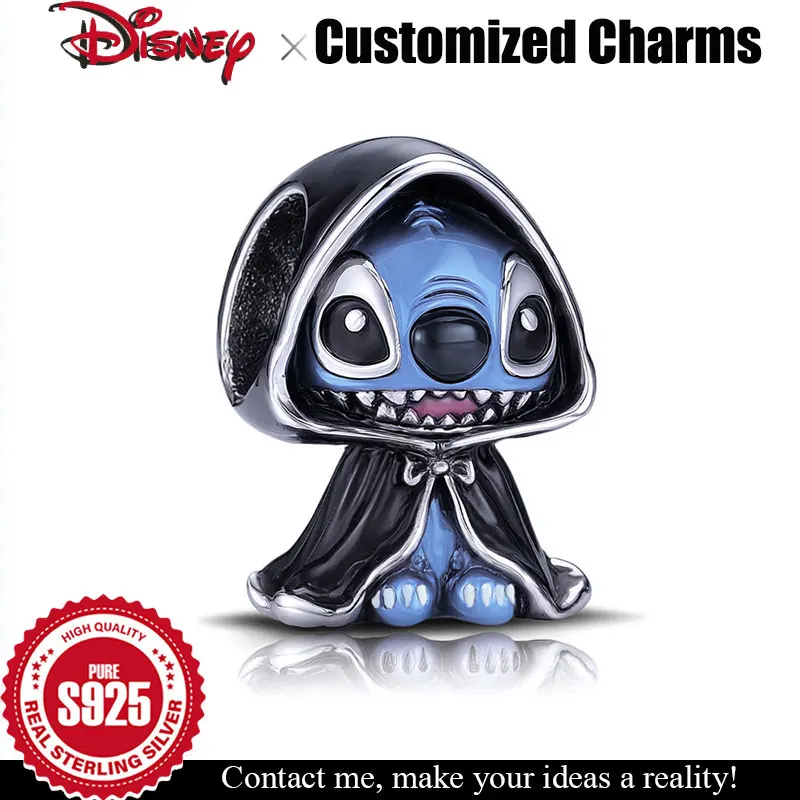 

Серебряный Шарм 925 пробы Disney Stitch Death ‌ Форма Настраиваемые бусины для браслета Оригинальные женские ювелирные аксессуары подарки на Хэллоуин