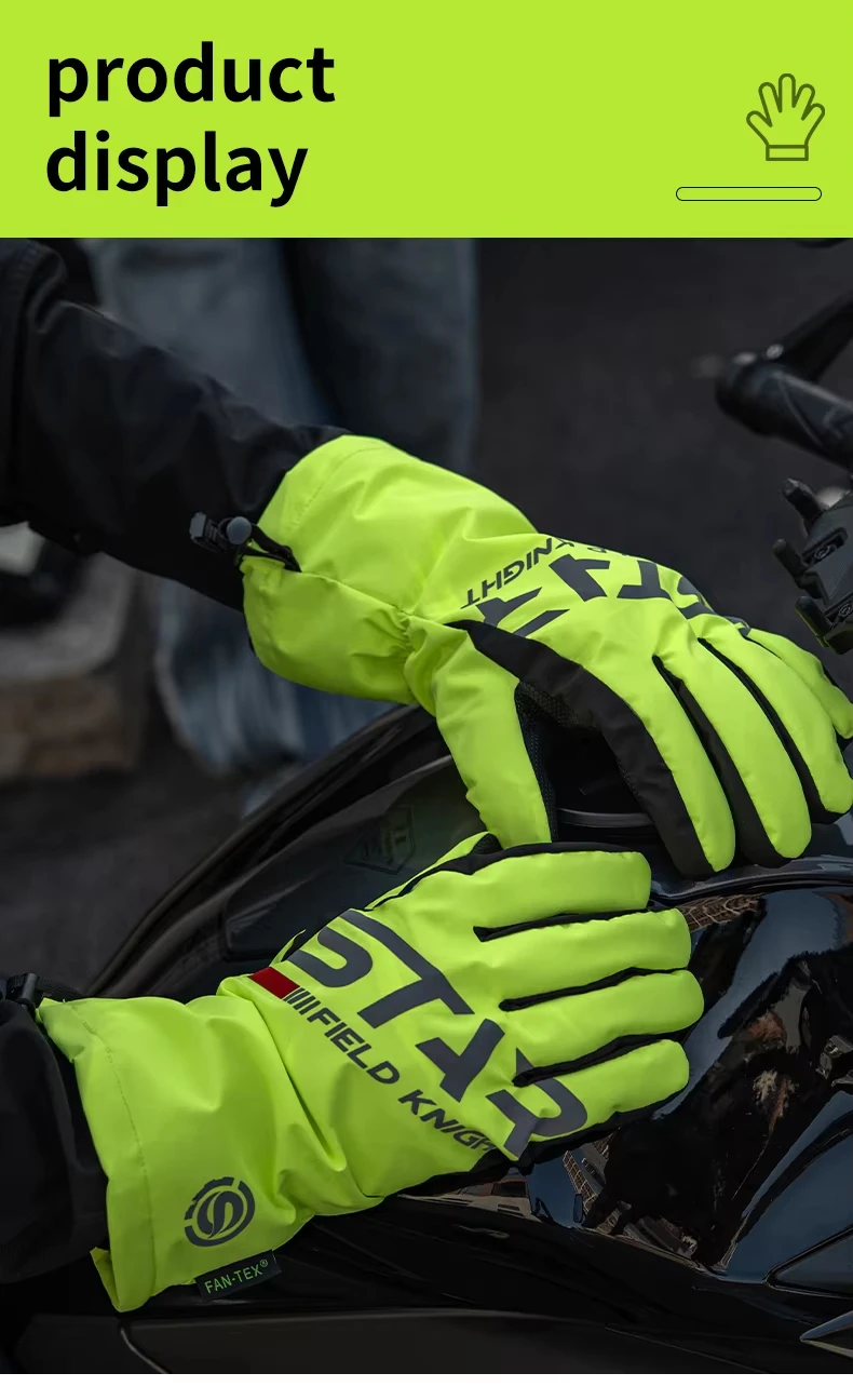 Vier-Jahreszeiten-wasserdichte Motorradhandschuhe, Touchscreen-kompatible, warme, regenfeste Handschuhüberzüge für Motorradreisen und Motorradfahren. – Detail 13