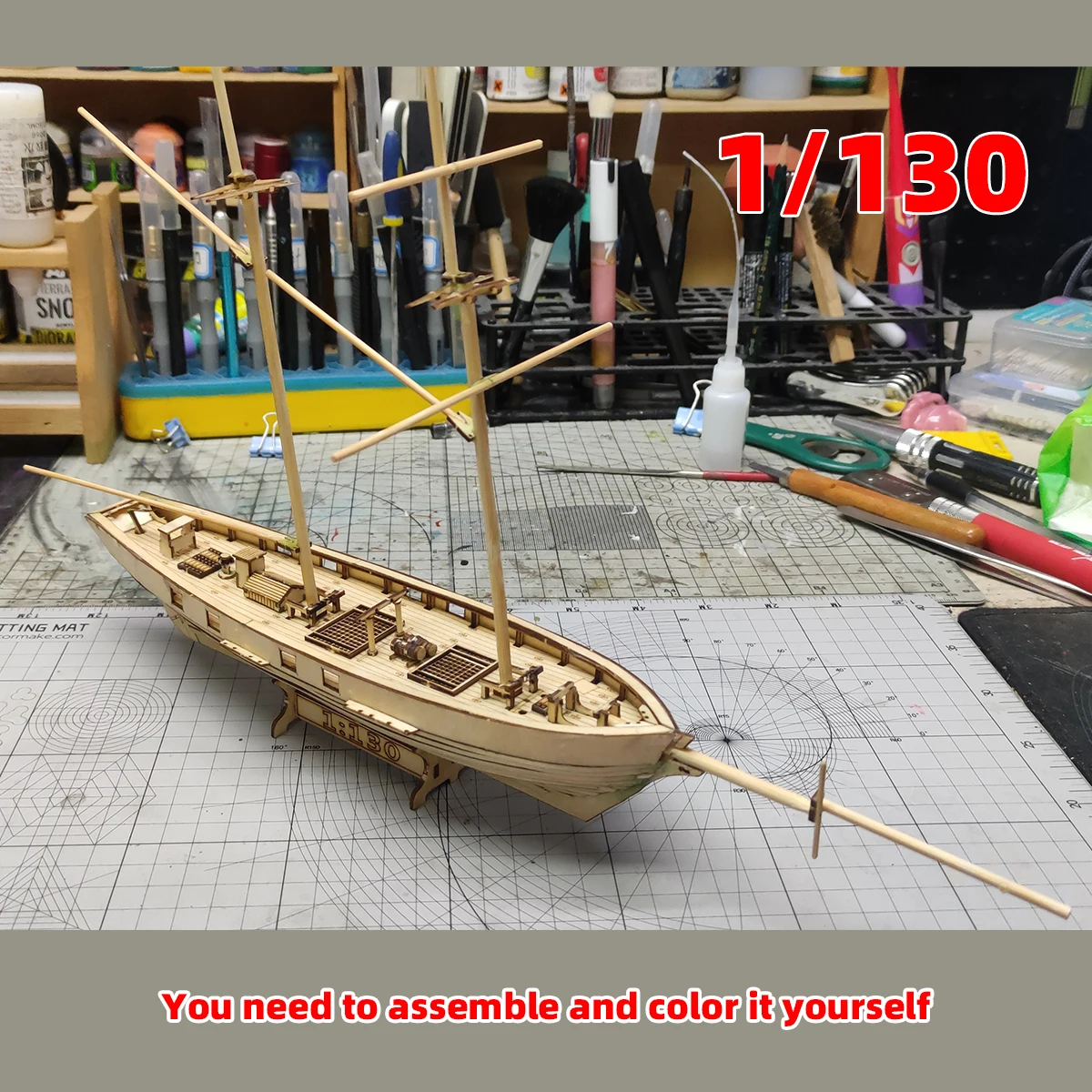 1/130 Amerikanischer Baltimore Schooner 2-Mast-Schooner Harvey 1847 Klassisches Segelboot Schiff Galeonen Holzmodellbausatz – Detail 5