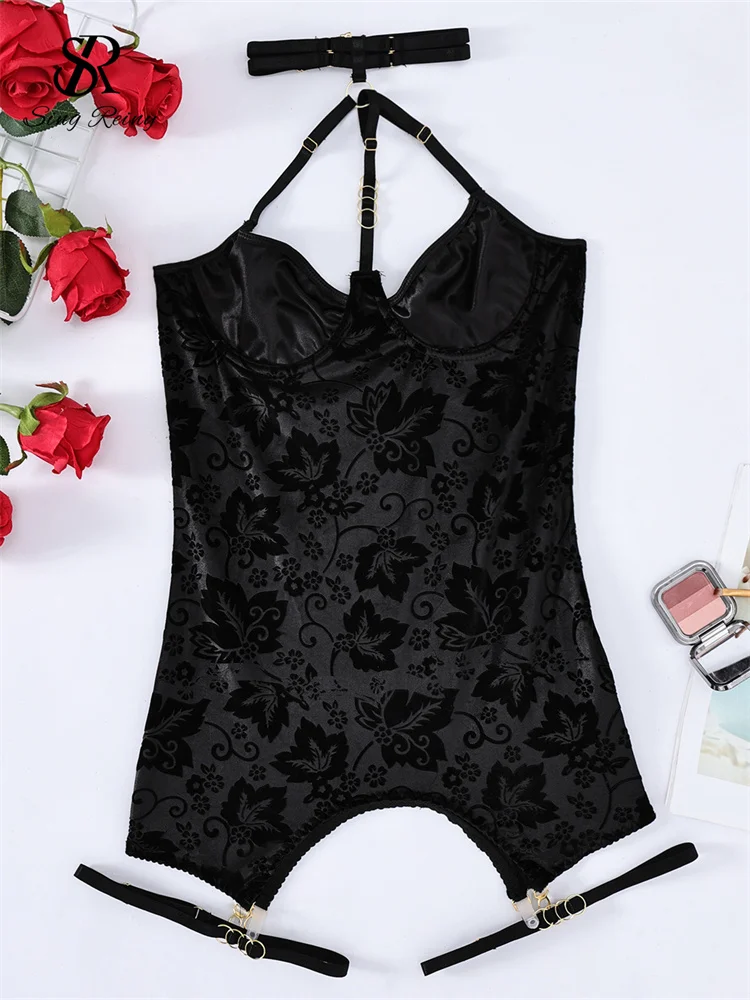 SINGREINY Halter Porno Camis Corset Night Dress Women Sleeveles Sheath Nightwear Fashion Amatory Solid Backless Sexy Pajamas