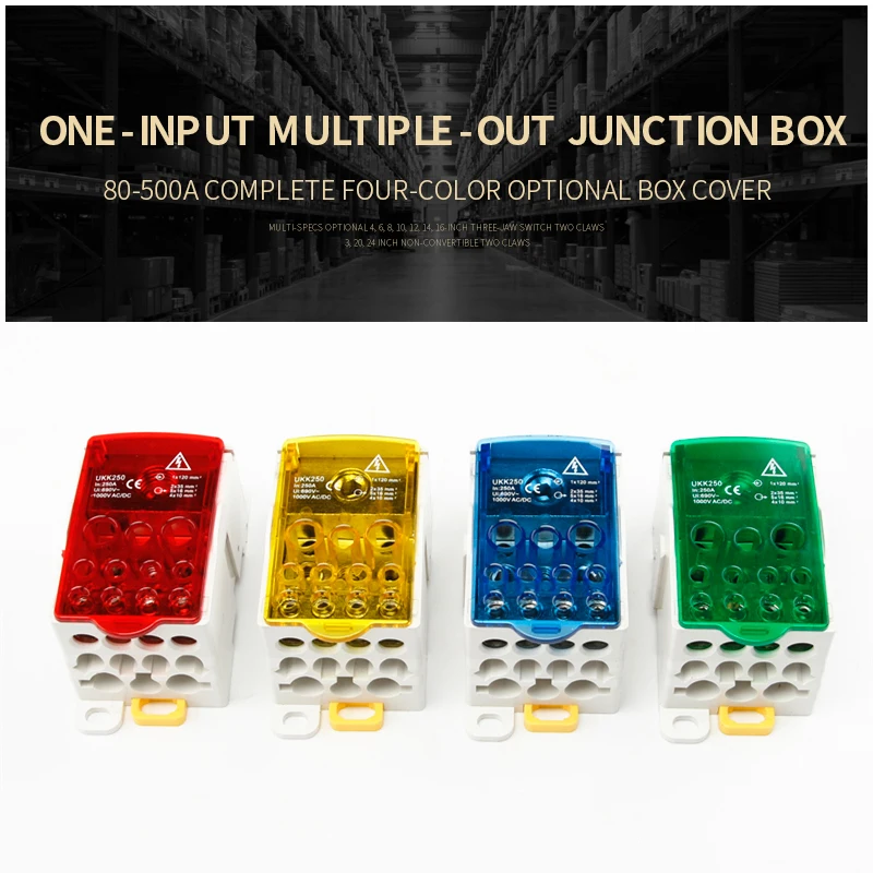 Distribution Box One In Several Out Power Wire Universal Electric Connector Junction Din Rail Terminal Block UKK 80A160A250A400A