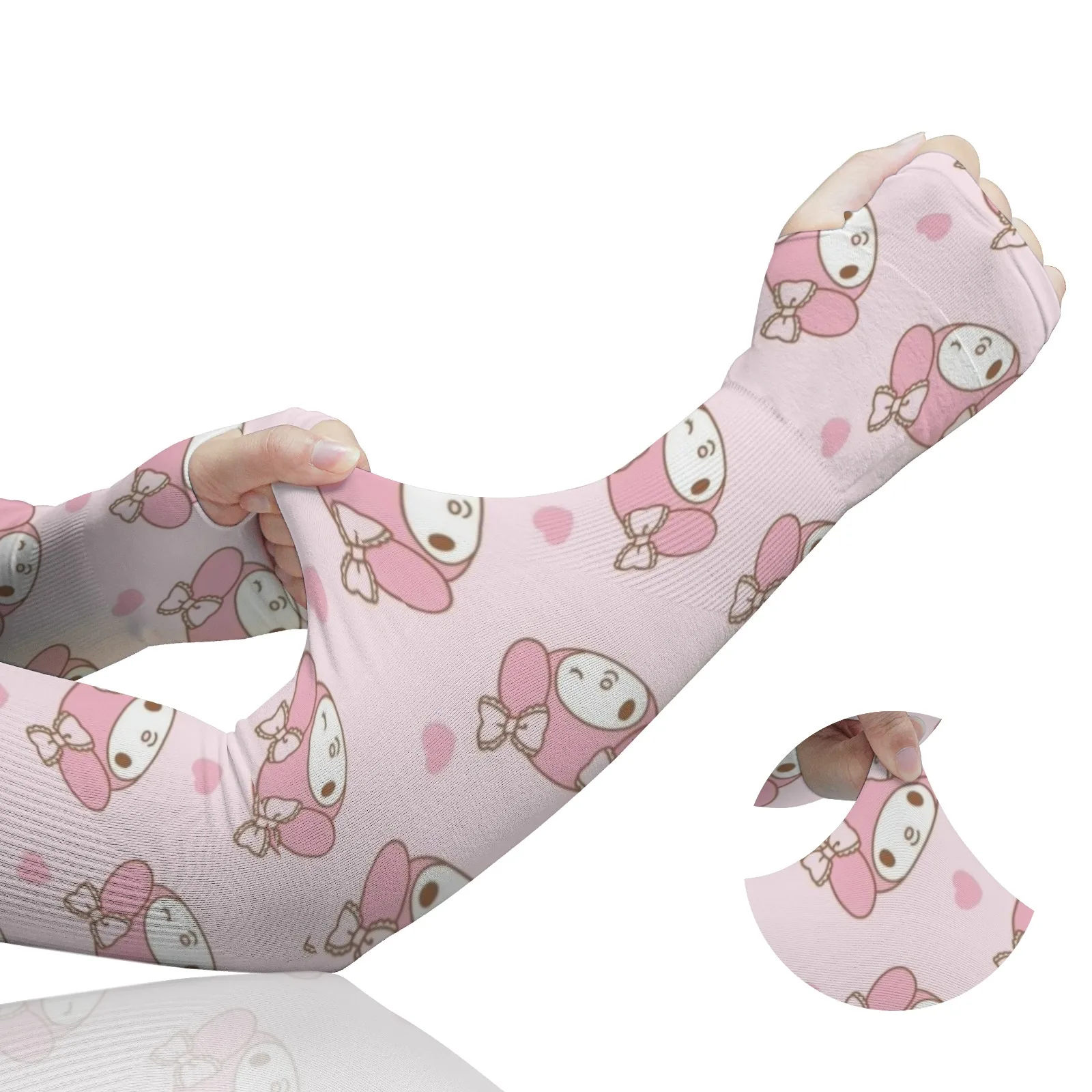 My Melody Kawaii Manchons de jardinage – Protection UV respirante en soie glacée rose pour un jardin élégant et confortable et les aventures en plein air