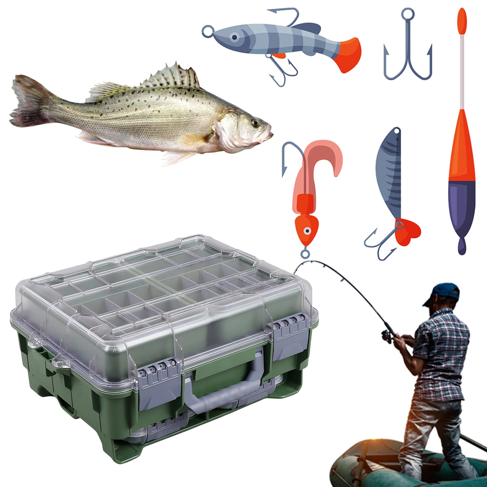 

Универсальный рыболовный ящик для снастей с выдвижным внутренним отделением для подарков рыболовам (зеленый)