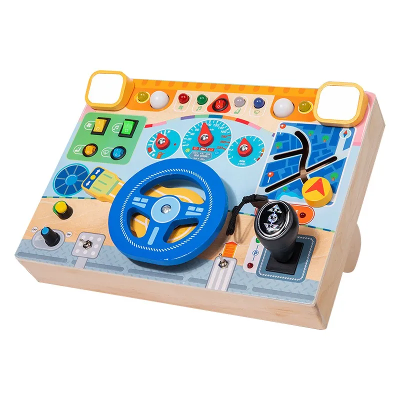 محاكي القيادة التعليمي - لوحة خشبية مشغولة مع عجلة قيادة LED للأطفال #5