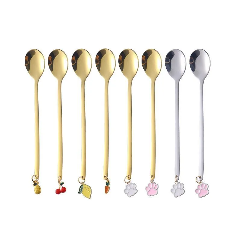 Spoon, Stainless Steel Coffee Spoon, Dessert Mixing Spoon, Cute with A High Appearance Level Golden Color view 6