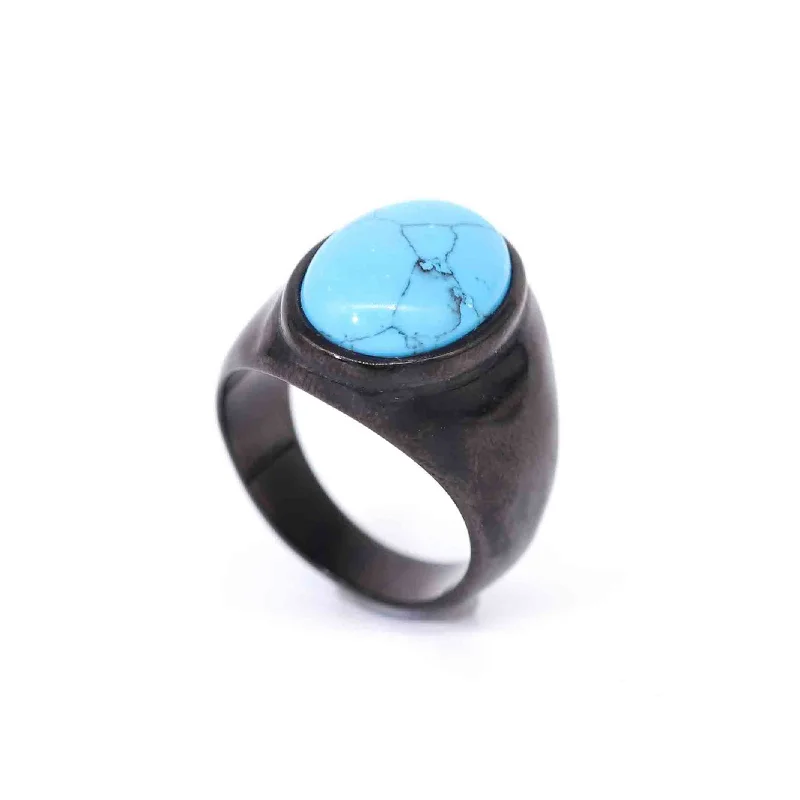 

Retro Stainless Steel Stone Round Ring Fashion Blue Black Stone Cool Ring Hiphot Style Punk Jewelry Gifts