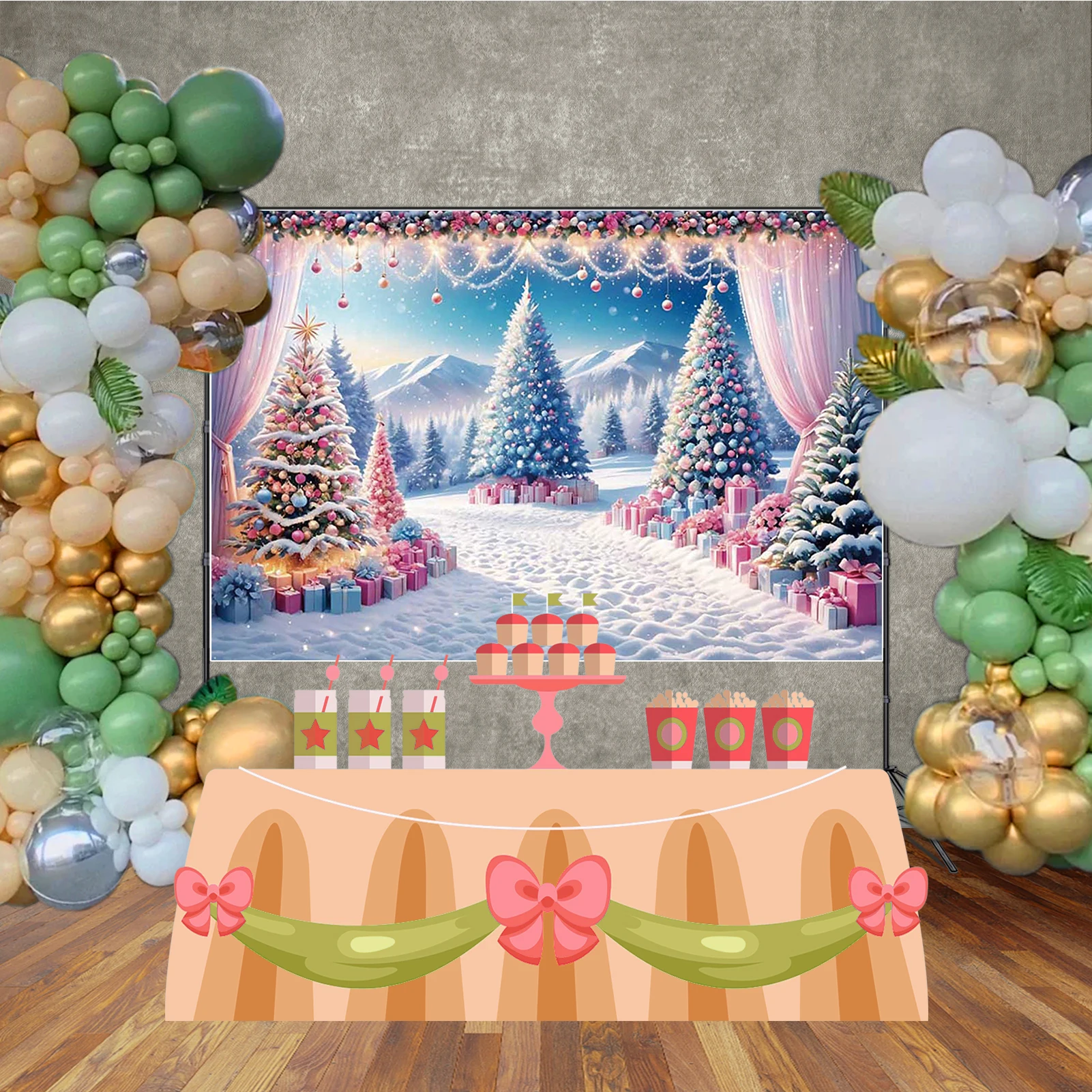 MOON.QG Новый год Рождественские фоны для фотографий Арка Дверь Лесная арка Дверь Фон для фотосъемки Девушка Реквизит для съемки Вечеринка