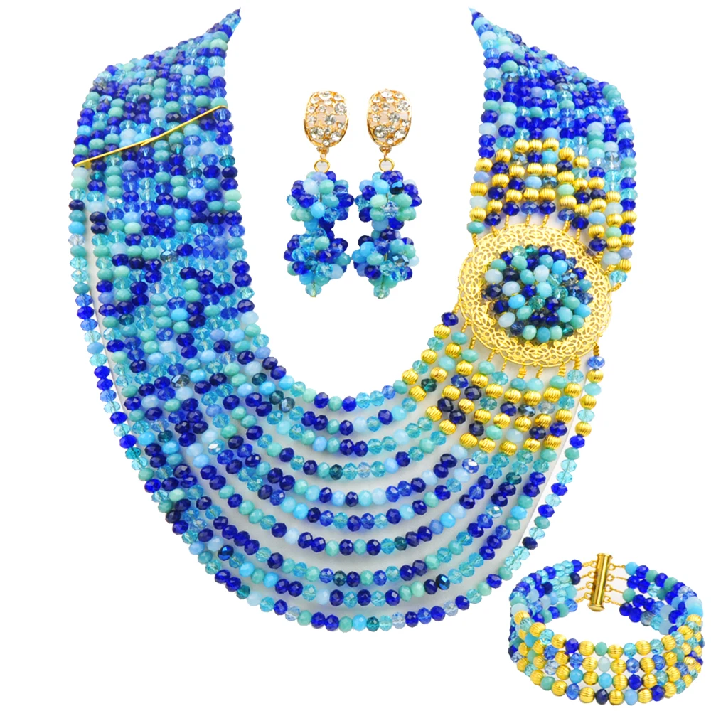 Fashion crystal beads African wedding jewelry collection necklace