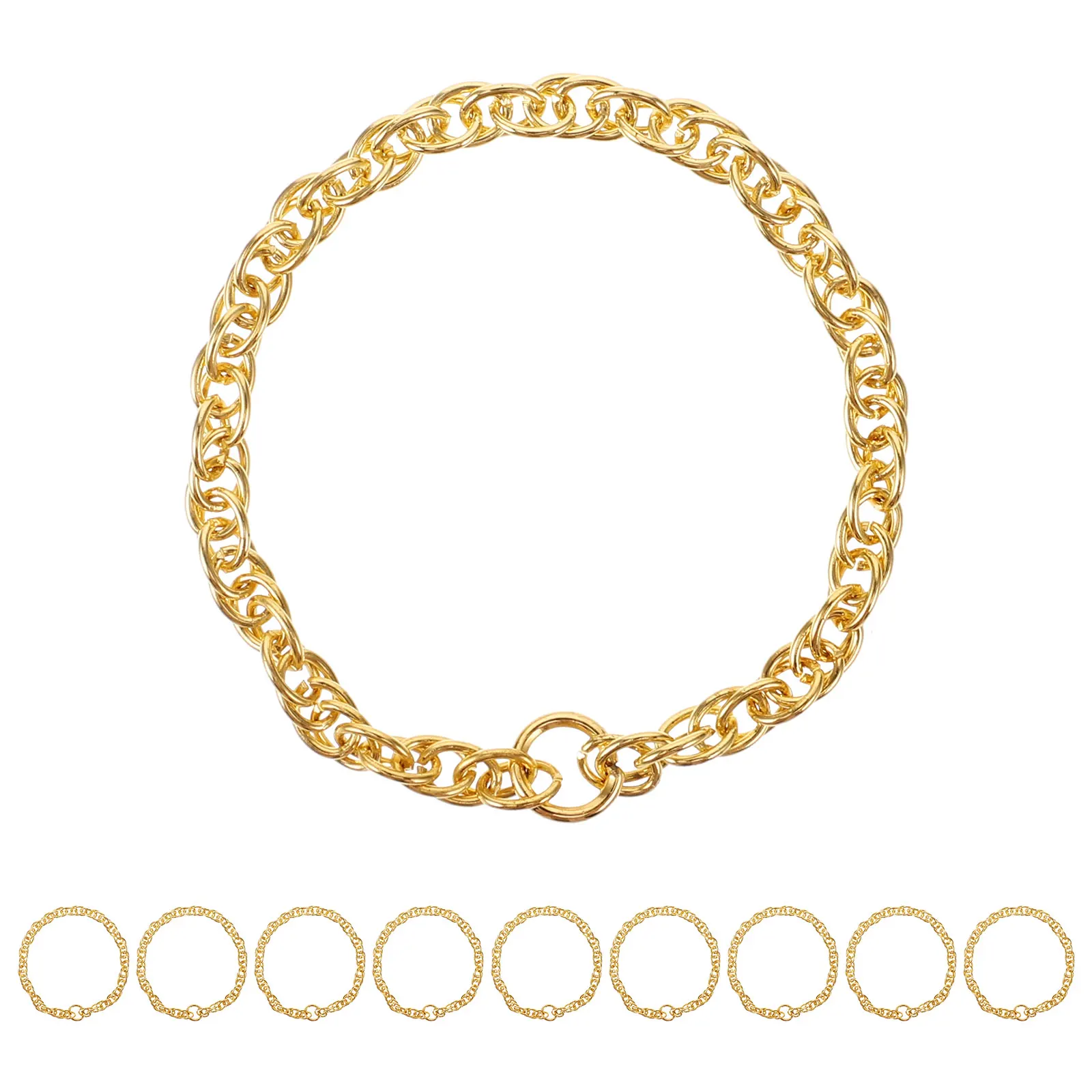 10 Uds Diy Mini muñecas decoraciones collar de cadena de moda collar de Metal de imitación cadena para modelos de pato colgante de collar metálico falso