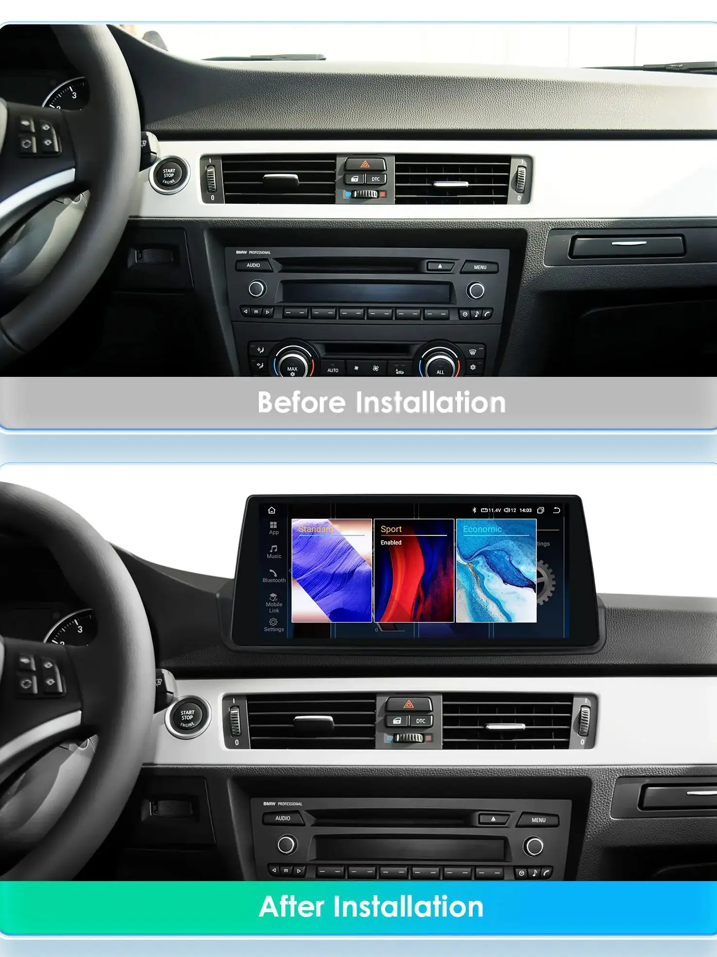 Hizpo 10,33 Zoll Android Autoradio für BMW X3 E90 2005-2012 ohne Originalbildschirm Multimedia Videoplayer Navi GPS Carplay 4G